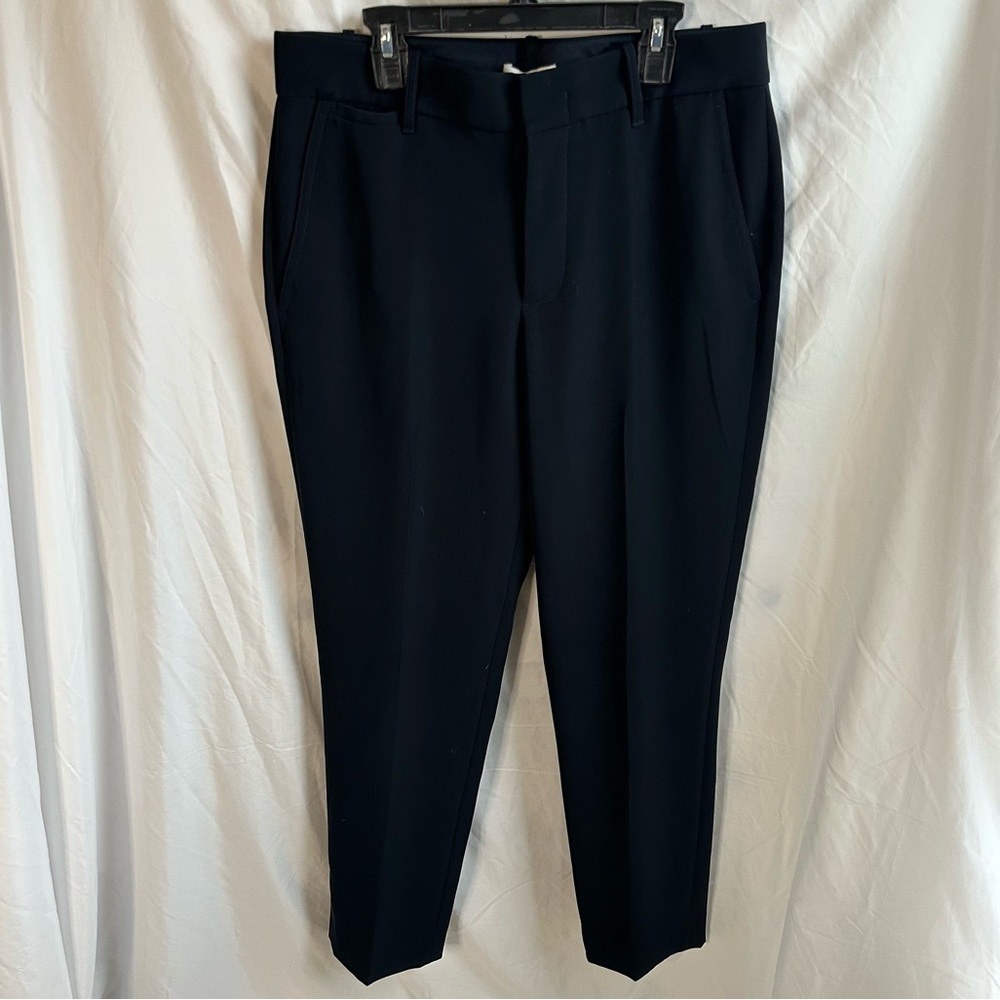 Vince. Black Front Crease Tapered Trousers Size 8